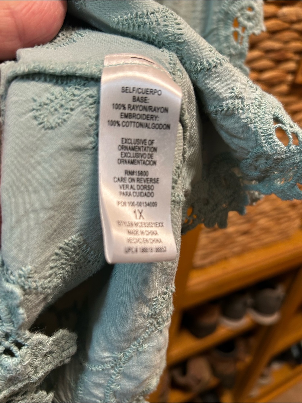 Democracy Pale Blue Embroidered Scoop Neck Tunic Top - Picture 3 of 6